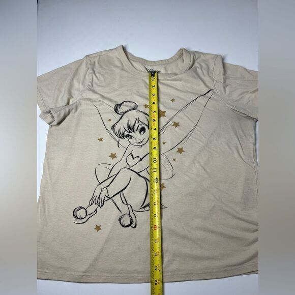 RARE DISNEY WOMEN'S TINKERBELL SHORT SLEEVE CREW NECK T-SHIRT TAN Size L - Picture 5 of 10